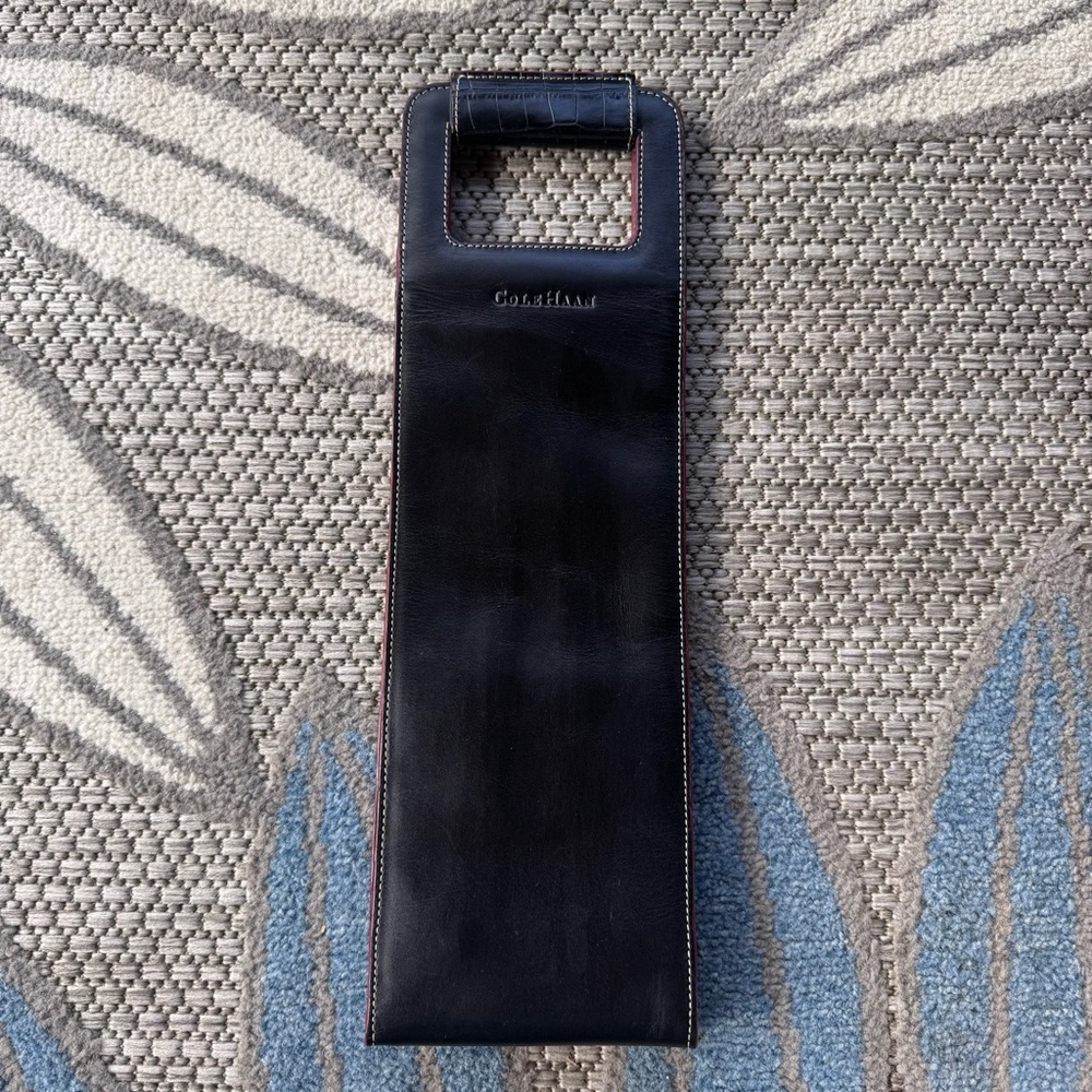 Cole Haan Leather Wine Bottle Magnetic‎ Close Tote Black